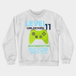 Level 11 Unlocked Awesome 2010 Video Gamer Crewneck Sweatshirt